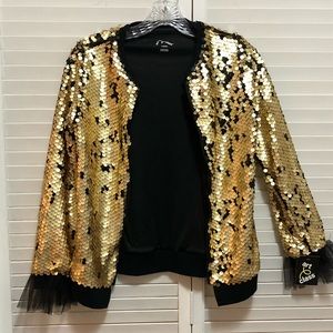 Art Class Girls Black and Gold Sequin Jacket